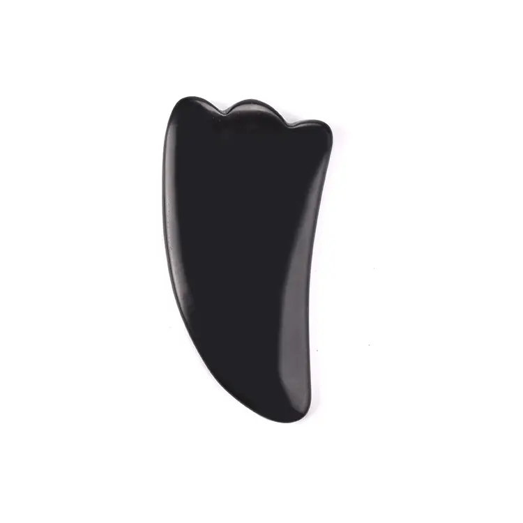 In stock new design natural wing horn shape black obsidian gua sha with box