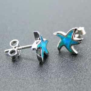 Hawaii Style 925 Sterling Silver Gioielli Blu Opale di Fuoco Blu Opale <span class=keywords><strong>Orecchini</strong></span> <span class=keywords><strong>Stella</strong></span> <span class=keywords><strong>Marina</strong></span> - Product Image 4