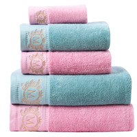 Ensemble de serviettes de bain en coton, broderie monogramme couronne, 100% coton peigné, surface hautement absorbante, qualité professionnelle