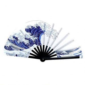 Éventail pliant en bambou 3D populaire de 33 cm, en tissu arc-en-ciel, pour accessoires de fête, artisanat fait main - Product Image 4