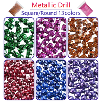Vente en gros de pierres en vrac en sachet refermable, pierres en résine effet poussière de fée métallique pour la peinture diamant, formes rondes et carrées, cristal AB lumineux SP5