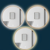 Miroir de salle de bain Joystar, rond, pour hôtel, avec éclairage LED, anti-buée, HD, mural, écran tactile