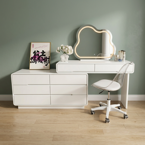 Modern <b>Makeup</b> Vanity <b>Table</b> <b>With</b> <b>Lighted</b> Mirror Storage Desk For Bedroom Furniture - Product Image 4
