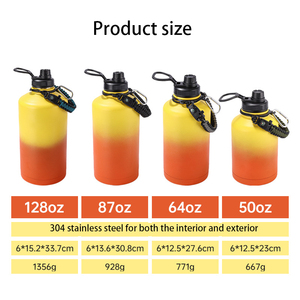 Jarra de Agua Personalizada de Acero Inoxidable 304 con Degradado de Color, 50oz/64oz/87oz/128oz, con Asa de Paracord - Product Image 3