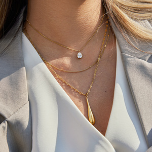 สร้อยคอจี้รูปหยดน้ำสแตนเลส เครื่องประดับรูปทรงหยดน้ำสำหรับฤดูใบไม้ร่วงฤดูหนาว สร้อยคอแฟชั่น - Product Image 2