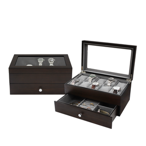 Caja de Reloj de Madera Rectangular de Lujo, Doble, Totalmente Negra, Ecológica, de Alta Calidad, Producto Personalizado de Fábrica DS - Product Image 2