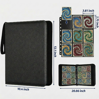 Classeur de cartes TCG à 9 pochettes, dossier de rangement pour cartes à collectionner à chargement latéral avec fermeture éclair, couverture en cuir PU imperméable à motif sergé