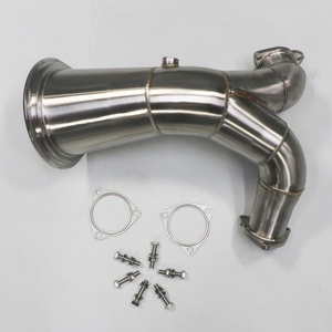 High Flow 304 Stainless Steel Reducing Straight Downpipe for Audi S4 S5 B9 3.0T 2019-2022 Rongdi 1.5mm <b>Brushed</b> TIG Welded - Product Image 6