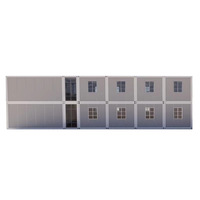 Gran Edificio Modular Prefabricado de 2 Pisos para Dormitorios de Trabajadores con Pasillo Interior y Escalera de Vidrio para Campamentos en Obras de Construcción