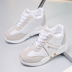 Xuanhui En gros Baskets décontractées à lacets pour femmes, en daim blanc et gris, avec plateforme compensée discrète de 7 cm, pour la marche - Product Image 5