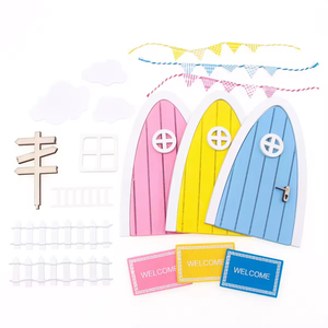 Accessoires pour maison de poupée, porte de jardin miniature en bois à double couche 3D, porte de lutin, porte de conte de <span class=keywords><strong>fées</strong></span> miniature - Product Image 1