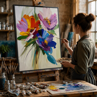 Vente en gros et dropshipping, peinture à l'huile Art Déco blanche 100% faite à la main, peinte à la main, sur toile de coton 450 GSM, taille personnalisée, cadre personnalisé
