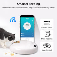 Distributeur automatique de nourriture pour animaux de compagnie Snowpaws WF007, 6 repas, élégant, luxueux, en plastique arrondi, étanche, solide, alimenté par piles sèches