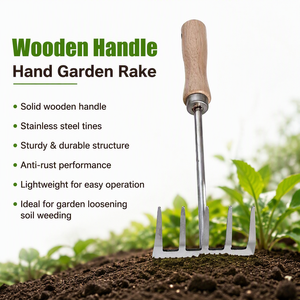 Factory Supply 5-Tine Hand Garden Rake, Sturdy & Durable Mini Rake, Multi-purpose Gardening Tool for Weeding & Soil Loosening