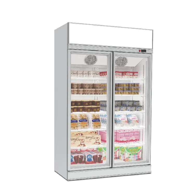 Refrigerador congelador vertical para tienda c, vitrina de montaje superior de 2 /3/4 puertas, de-18 a-25 Celsius