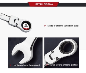 Disen ชุดประแจวงล้อ12ชิ้น, ชุดประแจรวม8-19มม. ประแจรวมเมตริก72-ฟัน CR-V เหล็ก17มม. ชุบนิกเกิลสำหรับ OEM - Product Image 4