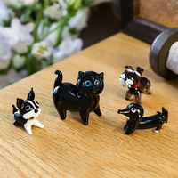 Ornements en verre faits à la main, chat et chien blancs mignons, pour la décoration de la maison, du bureau ou de la chambre, cadeau, artisanat en verre, ornements décoratifs