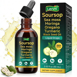 Lenm Vegan 10 en 1 Gouttes buvables amères de corossol, Algues marines, Moringa, Curcuma, Huile de nigelle, Origan, Suppléments de soutien immunitaire - Product Image 1