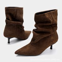 Bottines à bout pointu en faux daim pour femmes, talon chaton, style décontracté, pour le bureau, bottines habillées, fabrication sur mesure OEM ODM