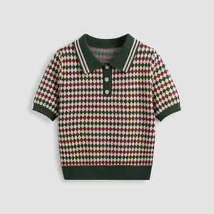 Pulls pour femmes personnalisés avec logo OEM & ODM, motif jacquard, manches courtes, tricot pour femmes, haut en tricot pour le printemps, pull en tricot pour femmes - Product Image 1