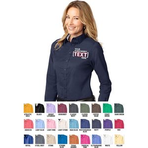 Camisa de manga larga con botones para mujer, bordado personalizado, ropa de oficina, blusa de poliéster de fácil cuidado - Product Image 5