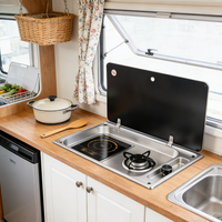 Cuisinière à gaz intégrée et plaque à induction JDA SUS304 RV 350x550mm sablée et électro-polie pour caravane, camping-car, bateau