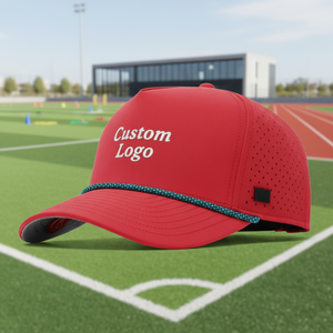 Casquette de baseball imperméable en PVC avec logo personnalisé, 5 panneaux, logo en caoutchouc, découpe au laser, trous perforés, casquettes de sport, chapeaux de golf - Product Image 2