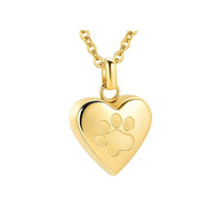 Collar Clásico Ecológico de Acero Inoxidable Dimonpet con Colgante de Corazón y Huella de Pata para Cenizas de Mascotas, Joyería Conmemorativa para Cremación de Perros