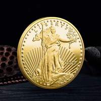 Koin Patung Liberty Antik 30mm Berukir, Berlapis Emas, Seni Rakyat, Kenang-kenangan Olahraga, Token Suvenir Khusus