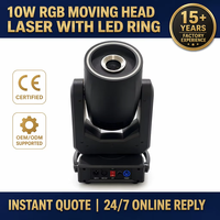 Proyector Láser de Animación RGB de 10W con Cabezal Móvil, Compatible con ILDA y Pangolin QS, Anillo LED para Escenario, DJ, Directo de Fábrica