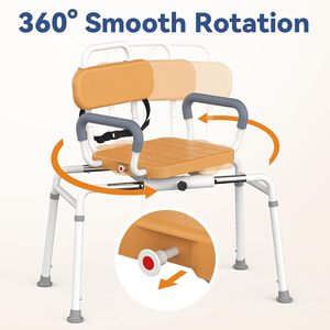 Rotating Shower <strong>Chair</strong> <strong>for</strong> Disabled 360 Degree Swivel Aluminum Alloy Height Adjustable Transfer Bench - Product Image 4