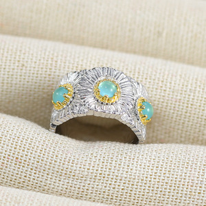 Anillo de Plata Pura con Ágata Azul y Diseño de Margarita para Mujer - Nuevo Estilo, de Alta Gama, Elegante, Marca Australiana, Popular en la Plataforma Redbook - Product Image 2