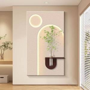 ภาพวาดตกแต่งแจกันศิลปะแบบเรียบง่ายด้วยไฟ LED หินทรายสามมิติรูปห้องโถงลมครีม - Product Image 3