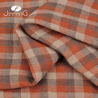 Tissus écologiques tissés légers à carreaux vintage 100 % lin, motif tartan caramel, pour jupes et chemises d'été