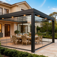 Pergola intelligente en aluminium pour extérieur 3x3m 3x4m 6x4m, avec toit à lames orientables automatisé et capteur météo, étanche, personnalisable, pour balcon naturel