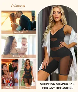 Shaper de corpo inteiro para mulheres barriga controle Shapewear Bodysuit regata V pescoço sutiã collant bunda levantador coxa mais magro