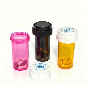 Frascos de Plástico para Pastillas de 6DR, 8DR y 13DR con Tapas a Prueba de Niños, Frascos de Medicamentos con Protección Infantil, Envases Transparentes de Color Ámbar - Product Image 1