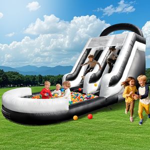 สไลเดอร์น้ำเป่าลมแบบพาณิชย์รุ่นใหม่ วัสดุ PVC คุณภาพสูง พร้อมสระน้ำขนาดใหญ่ และเครื่องเป่าลม 1100W สำหรับเด็กและผู้ใหญ่ - Product Image 1