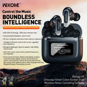 WEKOME Fones de ouvido inteligentes com tela colorida Chiscope True sem fio com cancelamento de ruído Beluga S9