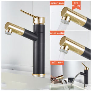 Rubinetti per acqua rubinetto per bagno estraibile in oro nero aquacubico con tubo flessibile - Product Image 3