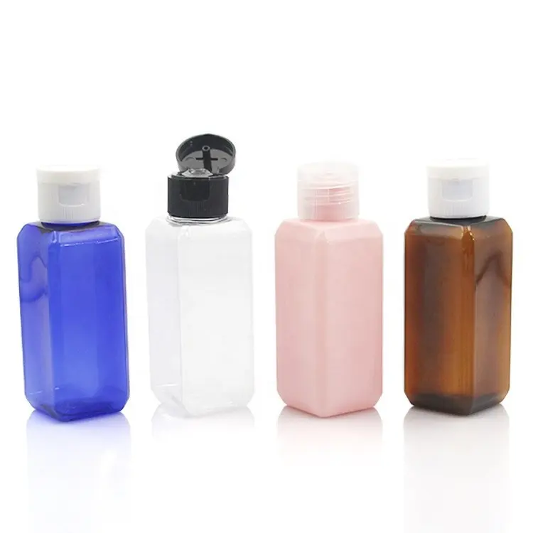 Wholesale square 80ml 100ml flip top cap clear pet plastic bottles