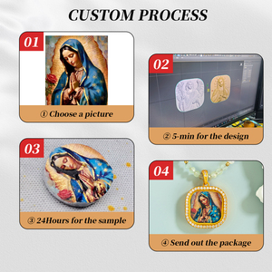 Collar Religioso Católico Personalizado con Pintura a Mano <span class=keywords><strong>de</strong></span> la Virgen <span class=keywords><strong>de</strong></span> Guadalupe, Colgante <span class=keywords><strong>de</strong></span> Cobre, Artículos <span class=keywords><strong>de</strong></span> Joyería al por Mayor - Product Image 2
