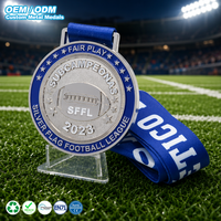 OEM Maßgefertigte Amerikanische Zinklegierung Fußball-Metallmedaille Rugby-Liga-Wettbewerbsmedaille mit Individuell Bedrucktem Band