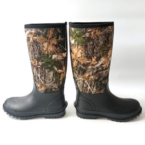 Aan Te Passen Warme Ruige Neopreen Outdoor Regen Boot Camo Print Rubber Jacht Boot Modder Klusjes Modder Booties Knie Hoge Boerderij Laarzen