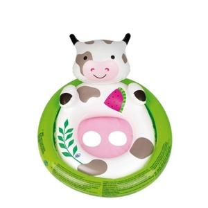 Bouée gonflable ovale en PVC en forme de vache avec dossier et coussinets, 71*56*36 CM, pour enfants, pour la piscine et la plage - Product Image 2