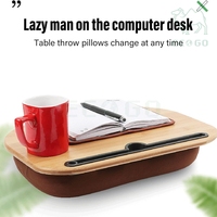 Table de lit en bambou pour la lecture et le travail, support pour tablette, téléphone, ordinateur portable avec coussin