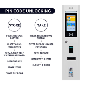 24/7 casier intelligent en libre-service avec serrure électronique accès pièce/billet/carte de crédit plusieurs langues Options de paiement multiple - Product Image 4