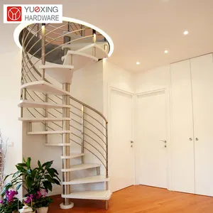 간단한 디자인 유리 단계 나선형 계단 현대 실내 나무 트레드 나선형 계단
