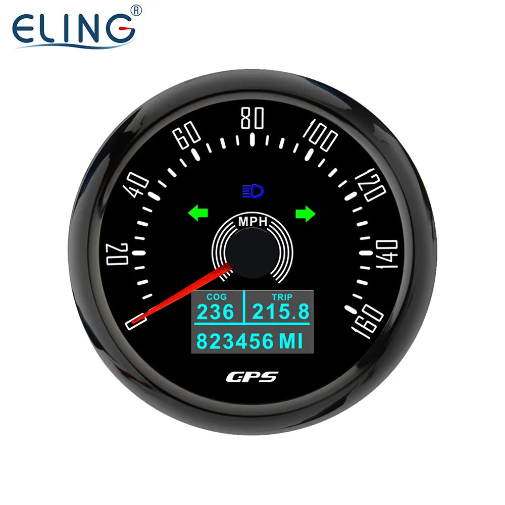 Elling 85Mm (3 3/8 '') 0-200 Km/h Snelheidsmeter Gps Kilometerteller Meter Met Koers Over Grond Tripmeter 12V 24V Voor Auto