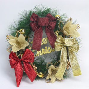 Широкая Рождественская Проводная лента, Лидер продаж, блестящие декоративные ленты красного золота, 100 ярдов/рулон или индивидуальная упаковка небольшого размера, двойное лицо - Product Image 2